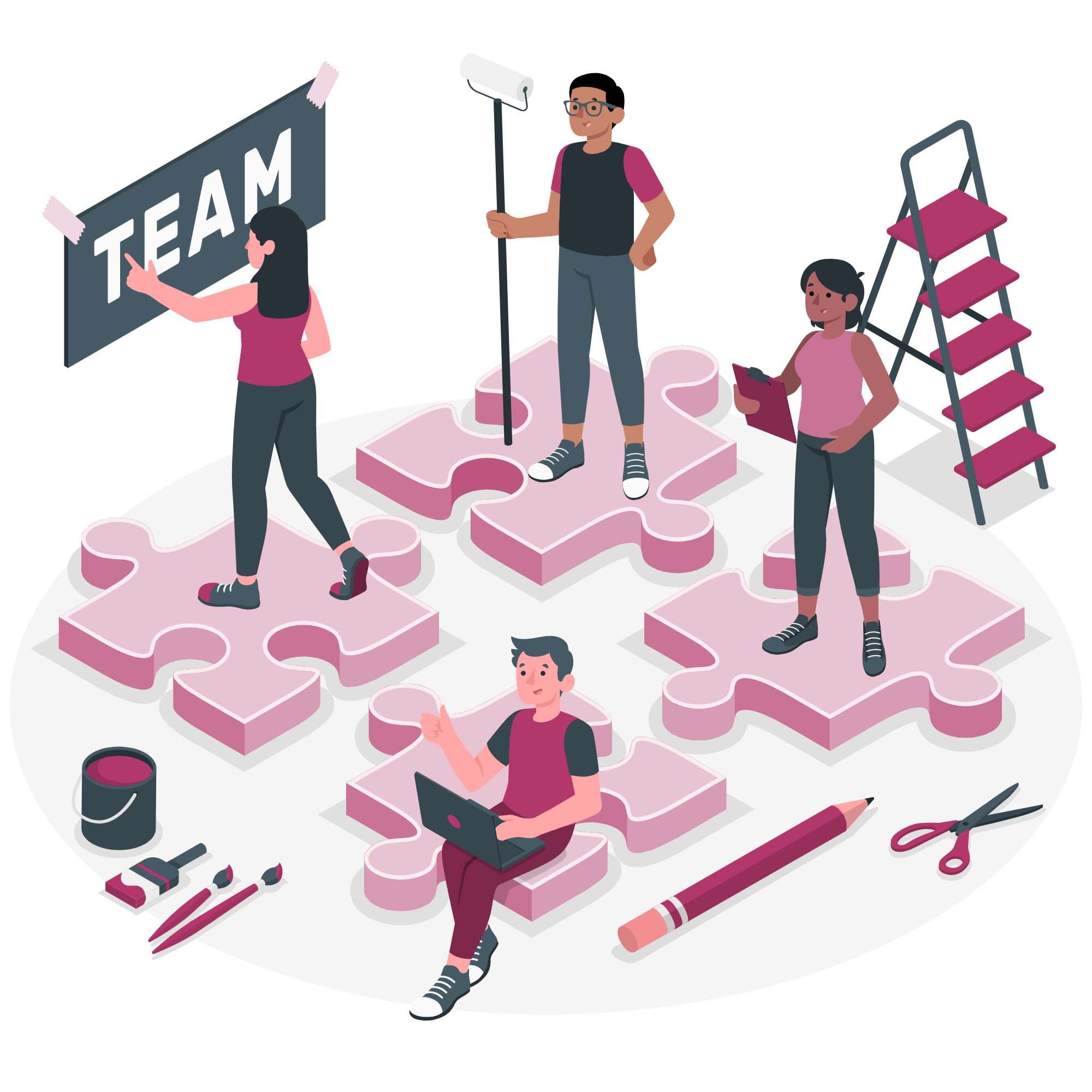 People working as a team. Illustration by Freepik Storyset