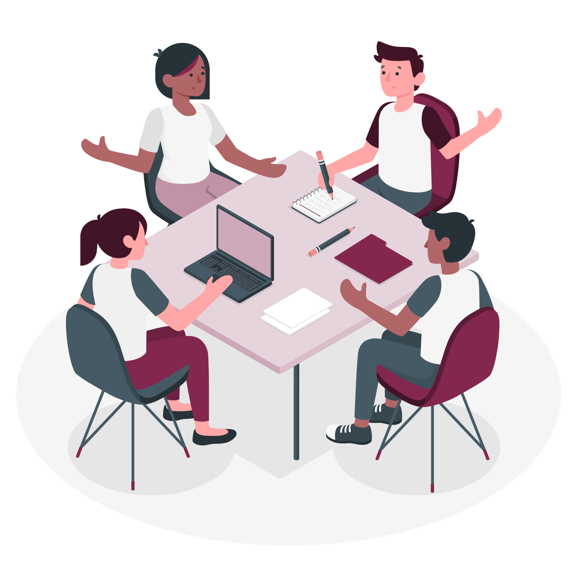 People working together at a table. Illustration by Freepik Storyset